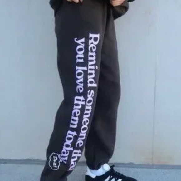 NWT Grey Joggers with Purple Text - Picture 4 of 12